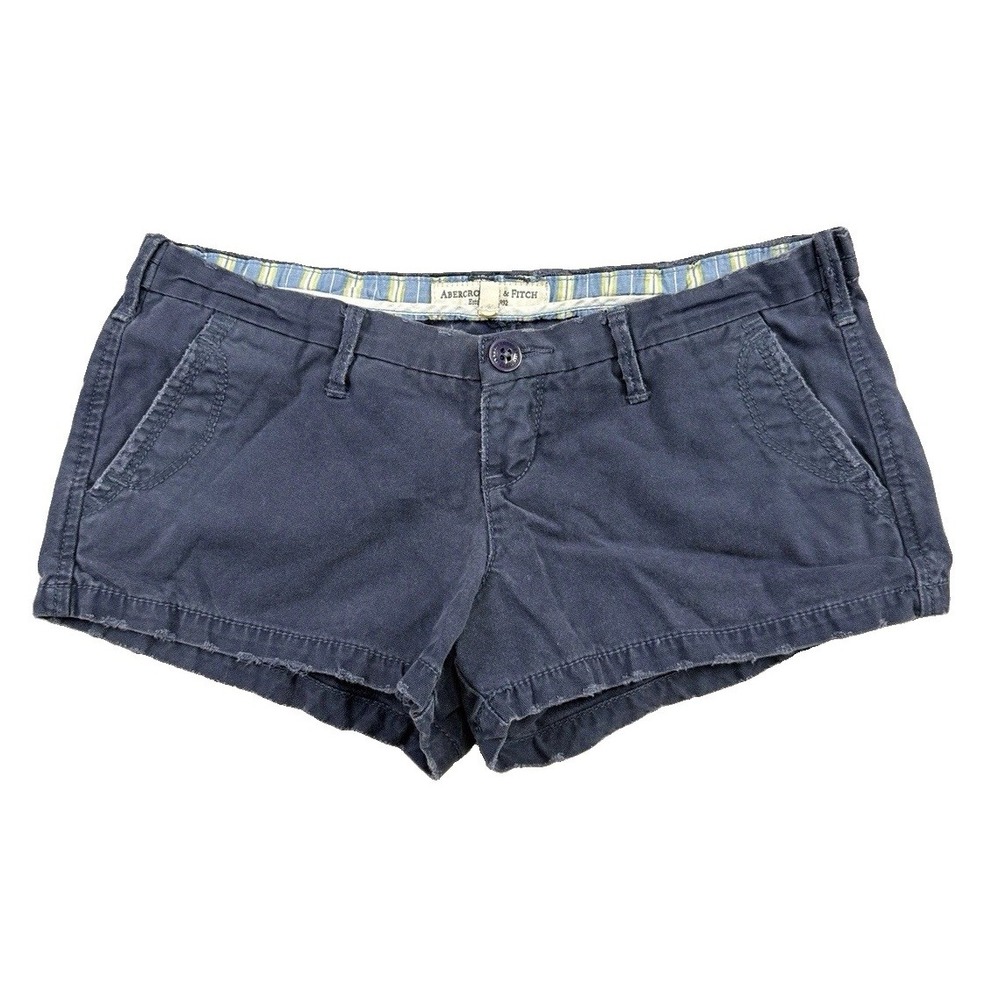 Abercrombie & Fitch Y2K Blue Ultra Low Rise Distressed Shorty Shorts Sz 00